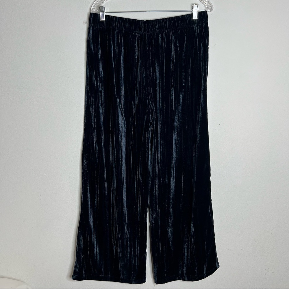 Rachel Zoe Velvet Women’s Pants Wide Leg Size Large Dark Blue Elastic Waist